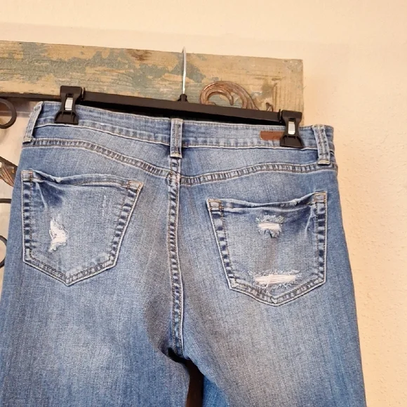 Just USA Light Blue Distressed Flare Jeans. Excellent Condition NWOT Size 9 - Picture 9 of 14